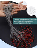 Avlcoaky Fishing Hooks with Steel Wire Leader, 50pcs Octopus Catfish Hooks Pre-Rigged Anti-Bite Stainless Steel Trace for Toothy Fish, Saltwater High Carbon Steel Circle Trout Hooks for Shark, Walleye