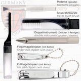 3 Swords Germany - brand quality 10 piece manicure pedicure grooming kit set for professional finger & toe nail care tweezers file clipper fashion leather case in gift box, Made by 3 Swords (01610)