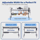 Sinkmates Over The Sink Dish Drying Rack - Adjustable 26.8"-34.6" Stainless Steel Large Dish Rack Over Sink Drying Rack with Utensil Holder, Black