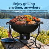 Portable Charcoal Grill with Built-In Thermometer, Adjustable Air Vent & Easy Cleanup, Portable BBQ Grill for Camping, Tailgating, Picnics and Small Backyard Cookouts, Easy-to-Carry Outdoor Grill