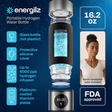 Energilz Hydrogen Water Bottle | 16.2 oz (480 ml) Hydrogen Water Generator | 6000 PPB Hydrogenator Machine | SPE/PEM Ionizer Generator (Silver)