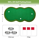 Golf Putting Green, 5x10ft Thickening Golf Putting Mat Professional Practice Training Mat with 3 Cups, 3 Flags and Realistic Turf, for Indoor Outdoor Home Backyard, Ideal Gift for Men Golfers Dad