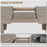 GarveeHome 63 in-86.6 in Extendable Dining Room Table for 6-10, Farmhouse Kitchen Tables w/Wooden Sturdy Frame, Large Rectangular Dinner Table for Dining Room, Kitchen