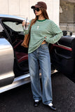 Womens Long Sleeve Tops Oversized Striped T Shirts Y2K Fall Clothes 2XL