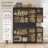 HITHOS 71" Tall Kitchen Pantry Storage Cabinet w/Drawers & Shelves, Black