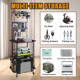 Aventik Fishing Rod Holders For Garage, 3-Tier Fishing Rod Rack Store 12 Rods& 8 Reels, Heavy Duty Pegboard Freestanding Rod Rack