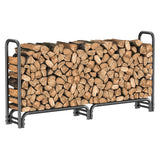 Mr IRONSTONE 8FT Firewood Rack Outdoor with Fabric Mesh for Storing Logs of Various Size, Heavy Duty Fire Wood Racks Holds Up to 4000LBS, Fireplace Log Holder Wood Pile Storage Stacker Organizer