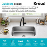 Kraus 31 1/2 Inch Stainless Steel Kitchen Sink, Durable 18 Gauge Single Bowl Kitchen Sinks Undermount, KBU14