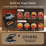 Indoor Grill And Air Fryer Combo 7-In-1 Fast And Evenly Heated 4QT Noiseless Smokeless & fatless, Transparent Window Air Fryer 1750W Electric Air Fryer