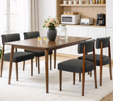 BONBEUR Wooden Dining Chairs Set of 4, Modern Farmhouse Upholstered Kitchen Side Chairs with Linen Fabric and Solid Rubberwood Legs, Open Backrest Dining Room Chairs, Black