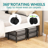 Wisuce Bamboo Under Bed Storage Containers- Underbed Organizer with Wheels with Dust Bag,Sturdy Wood Rolling Under the Bed Shoe Storage Organizer Drawers (Black, 2 Pack (33.07"×16.54"))