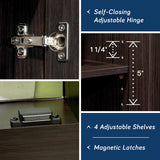 Sauder Storage Cabinet/ Pantry cabinets, 29.61 " x D: 16.02 " x H: 71.50", Cinnamon Cherry finish