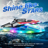 JOI MEW RC Boat for Kids with LED Lights, 2.4Ghz Remote Control Racing Boats for Ages 8-12,Toy Water Boat for Pools & Lakes with Waterproof,Rechargeable Battery, for Boys Girls Blue