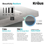 Kraus Kitchen Sinks Undermount - 33 Inch Stainless Steel Kitchen Sink, 60/40 Double Bowl, 16 Gauge, Model KHU103-33