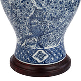Barnes and Ivy Shonna Traditional Asian Chinese Ginger Jar 3-Way Table Lamps with Table Top Dimmer 27" Tall Blue Porcelain White Shade for Living Room Bedroom House Bedside Nightstand Home Office
