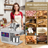 Oil Press Machine, Home Commercial Automatic Oil Press Extractor, Steel Stainless Electric Cold & Hot Press Oil Expeller with LCD Diplay for Peanut Sesame Coconut Soybean Sunflower Seeds Walnuts Rkazes