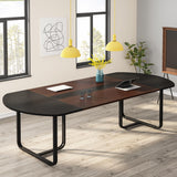 6ft Oval Conference Table Curved Meeting Tables for Office Brown