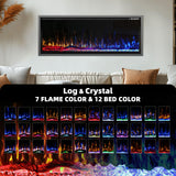 Kucreiheat 50 Inch Electric Fireplace Aluminum Frame-Ultra Silm Fireplace Recessed/Wall Mount