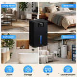 OWAAE Dehumidifier, 1000 sq.ft Quiet Dehumidifiers for Home Bedroom Bathroom Basement with 95oz Water Tank, Sleep Mode, Auto Shut-Off 7 Colors LED Light, Black