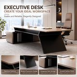 Larnavo Executive Desk - Office Desk with Large Storage Space(94IN)