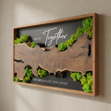 MIODUO DECOR Custom Wood Moss Sign - Personalized Entryway Decor, Rustic Family Name Solid Wood Art - 35"x16"