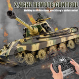 BESTYMXY RC Tanks HengLong German King Tiger Henschel Heavy Tank, 1/16 2.4ghz Remote Control Tank Vehicles Model with Sound & Light for Ages 14+