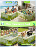 120" Large Inflatable Pool for Adults & Family, 4-Layer Thickened Blow Up Pool (Stronger Than 3-Layer), 0.32mm Heavy Duty PVC, Durable Swimming Pool for Kids, Adults & Pets Backyard Summer Green