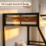 nesture. Bunk Bed Twin Over Full, Heavy Duty Metal Bunkbeds with Full-Length Guardrail, Space-Saving Steel Bed for Kids & Adults, No Box Spring Required, Rustic Brown
