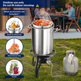 ARC 32QT Stock pot Seafood Boil Pot and Propane Stove Outdoor Cooker, Stainless Steel Crawfish Boil Pot with Basket and Steamer Rack, Burner for Outdoors Cooking and Steaming