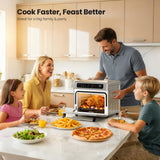 Kismile 25QT Air Fryer Toaster Oven Combo, 12-in-1 Countertop Convection Airfryer Oven, Adjustable 70–450℉ Temperature, Bake, Reheat & Broil, Fits 12″ Pizza, Complete Accessories Included, Silver
