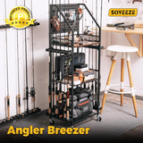 Fishing Rod Holders for Garage,Fishing Pole holders,Fishing Gear Storage up to 12 Rods with Hooks and Wheels SOYEEZE
