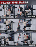 Major Fitness Drone3 Smith Machine with Weight Bench & 230lb Weight Plates, All-in-One Home Gym Squat Rack with Cable Crossover & Pull-Up Station, Heavy-Duty Strength Training, Khaki