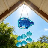 20 Inch Glass Sea Turtle Wind Chime Outdoor Beach House Decor