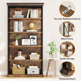 Tribesigns 6-Tier Bookcase Set of 2, 71 Inches Industrial Bookshelves and Bookcases, Floor Standing 5 Shelf Display Storage Shelves Tall Bookcase for Home Office, Living Room, Bed Room