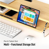 Bamboo Dual Monitor Stand for Desk,31.5 In 2 Tier Computer Riser Organizer