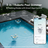 (2026 Upgrade) BUBLUE F10 Pool Surface Skimmer Robot,Robotic Pool Skimmer with App Control,Powerful Suction,5L Filter,Dual Cleaning Modes, AI Navigation,Ideal for In-Ground & Above-Ground Pools,White