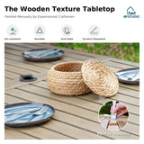 MFSTUDIO Outdoor Patio Dining Set for 6,65" Rectangle Wood-Like Table