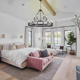 ELGOBST Wagon Wheel Chandelier 40In 22-Light Height Adjustable Large Modern Industrial Black Farmhouse Chandeliers and Dining Room Living Room Ceiling Pendant Island Light Fixture