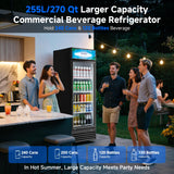 BODEGACOOLER 255L/270 Qt Commercial Beverage Refrigerator | Glass Door Merchandiser Fridge with LED Light, 32°F-50°F Temp, Energy-Saving