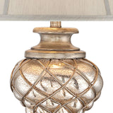 Barnes and Ivy Luke 33 3/4" Tall Large Traditional End Table Lamps Set of 2 LED Night Light Gold Silver Finish Mercury Glass Living Room Bedroom Bedside Nightstand House Office Off-White Shade