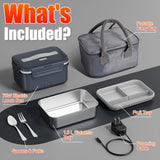 Akhia 7.6 Cups Cordless Electric Lunch Box for Adults, 8000mAh Rechargeable Lunch Box with Automatic Heating, Gray Cordless Heated Lunch Box for Office/Outdoor/Truck Gifts Fathers Day for Dad Husband