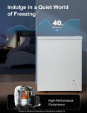 2.5 Cu.Ft Deep Freezer with Removable Basket - Small Quiet Chest Freezer w/6 Temp and Energy Efficient - Manual Defrost, Space Saving Design for Dorm, Office, Apartment, Bar, White