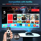 [Compatible with Netflix/High Brightness] Smart Projector with WiFi 6 and Bluetooth 5.3, 4K Outdoor Movie Projector with Prime Video/YouTube, Portable Proyector Compatible with HDMI/USB/iOS/Android
