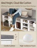 DINZI LVJ Shoe Storage Bench with Cushion, Cubby Shoe Rack with 9 Cubbies, Adjustable Shelves, Multifunctional Shoe Organizer Bench for Entryway, Mudroom, Hallway, Closet and Garage, White