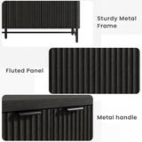 Hotmeily Fluted Buffet Cabinet with Storage, 65" Modern Sideboard Credenza with Adjustable Shelves, Large Coffee Bar Cabinet TV Console Table for Dining Room, Living Room, Black Gray