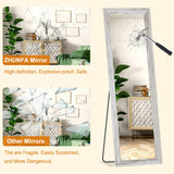 ZHUNFA Full Length Mirror,71x32 Inch Full Length Mirror Wall Mounted,Vertical Hanging,Leaning Standing for Bedroom,Living Room,Rectangular Wooden Frame,Wood White Color.