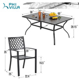 PHI VILLA Patio Dining Set for 6, Stackable Chairs& Rectangular Table