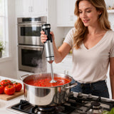 1200W Immersion Blender Handheld, 5-in-1 Variable Speed Emulsifier Hand Blender Stick with Whisk Chopper Milk Frother Mixing Cup and Storage Rack for Kitchen Soup, Purees, Baby Food and Smoothies