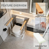 PXNTLA Toilet Safety Rails for Seniors - Toilet Safety Frame with Dual Pillars, Waterproof Nighttime Reflective Base, 3-Speed Height Adjustment (White, Double Pillar)