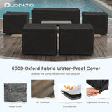 UDPATIO Aluminum Outdoor Patio Furniture Set Faux Wood Grain 6 Pcs Beige